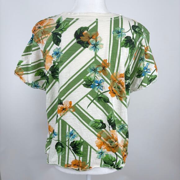 Anthropologie Maeve Boxy Floral Cropped Graphic Tee Size Medium - Picture 2 of 8